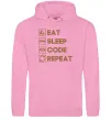 Жіноча толстовка (худі) Eat sleep code repeat icons Рожевий фото
