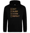 Женская толстовка (худи) Eat sleep code repeat icons Черный фото