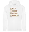 Женская толстовка (худи) Eat sleep code repeat icons Белый фото