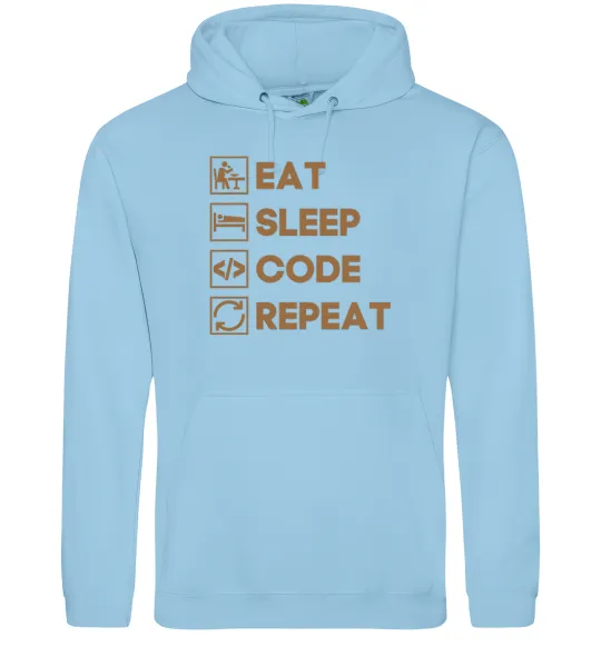 Жіноча толстовка (худі) Eat sleep code repeat icons Блакитний фото