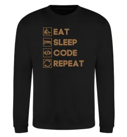 Свитшот Eat sleep code repeat icons Черный фото