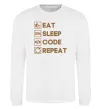 Світшот Eat sleep code repeat icons Білий фото
