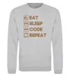 Світшот Eat sleep code repeat icons Сірий меланж фото