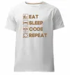 Мужская премиум футболка Eat sleep code repeat icons Белый фото
