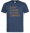 Мужская футболка Eat sleep code repeat icons Темно-синий фото