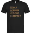 Мужская футболка Eat sleep code repeat icons Черный фото