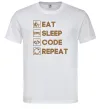 Мужская футболка Eat sleep code repeat icons Белый фото