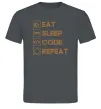 Мужская футболка Eat sleep code repeat icons Графит фото