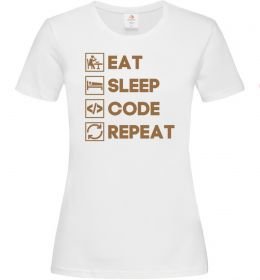 Жіноча футболка Eat sleep code repeat icons