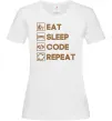 Женская футболка Eat sleep code repeat icons Белый фото