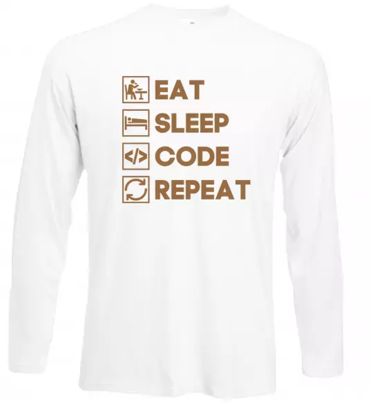 Лонгслів Eat sleep code repeat icons Білий фото