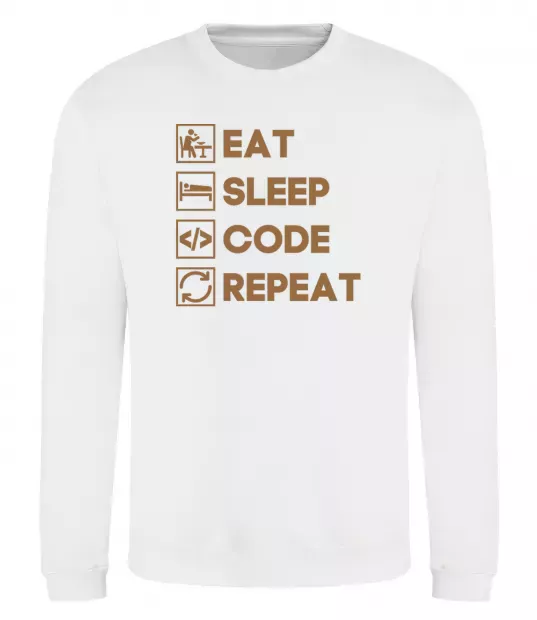 Свитшот Eat sleep code repeat icons Белый фото