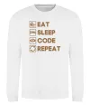 Свитшот Eat sleep code repeat icons Белый фото
