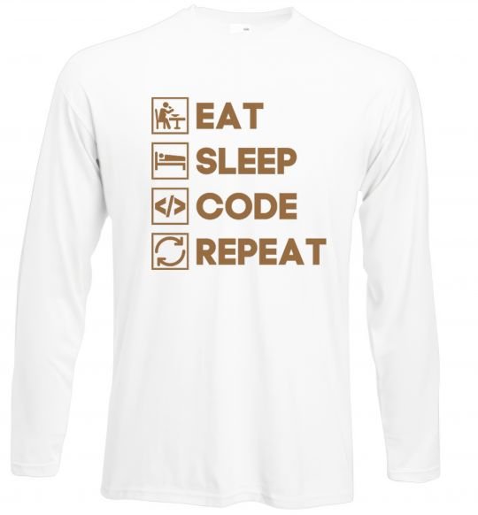 Реглан Eat sleep code repeat icons Білий фото