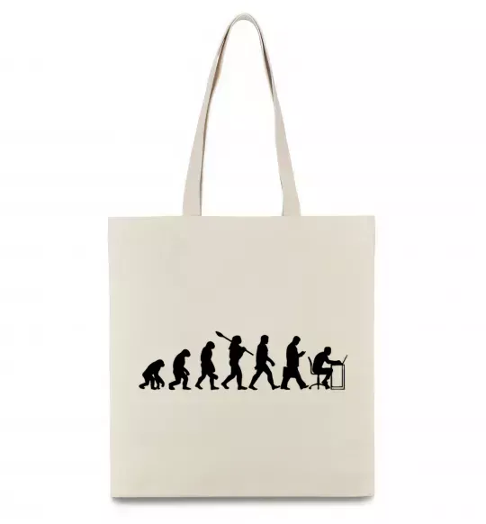 Еко-сумка Еволюція програміста Бежевий фото