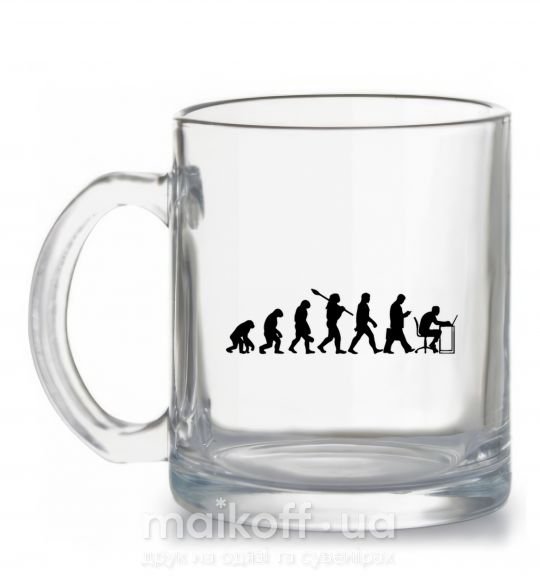 Чашка стеклянная Эволюция программиста Прозрачный фото
