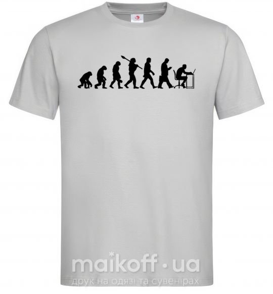 Мужская футболка Эволюция программиста Серый фото