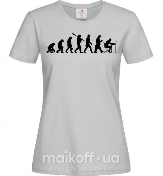 Жіноча футболка Эволюция программиста Сірий фото