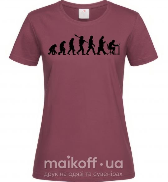 Жіноча футболка Эволюция программиста Бордовий фото