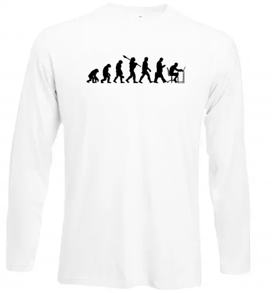 Лонгслів Еволюція програміста Білий фото