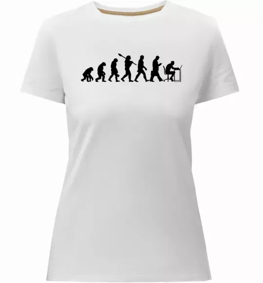 Жіноча преміум футболка Еволюція програміста Білий фото
