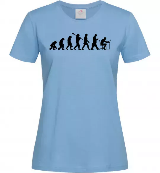Женская футболка Еволюція програміста Голубой фото