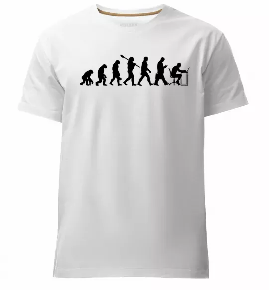 Мужская премиум футболка Еволюція програміста Белый фото