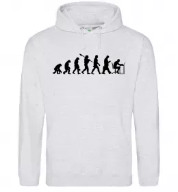 Мужская толстовка (худи) Еволюція програміста Серый меланж фото