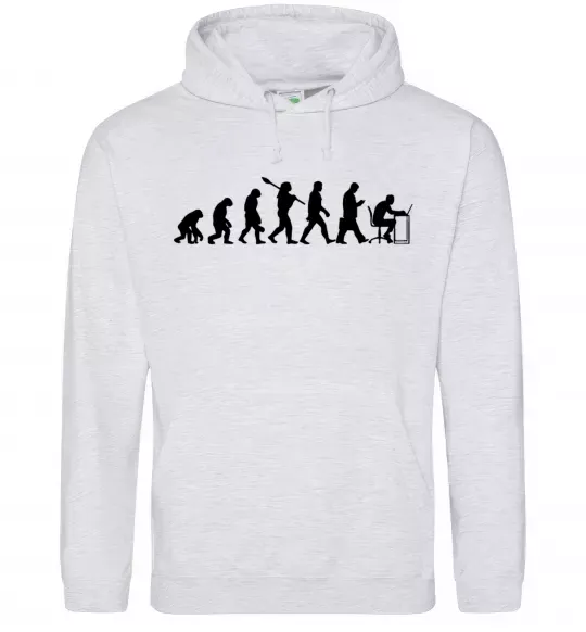 Женская толстовка (худи) Еволюція програміста Серый меланж фото