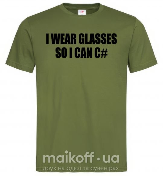 Мужская футболка I wear glasses so i can code Оливковый фото