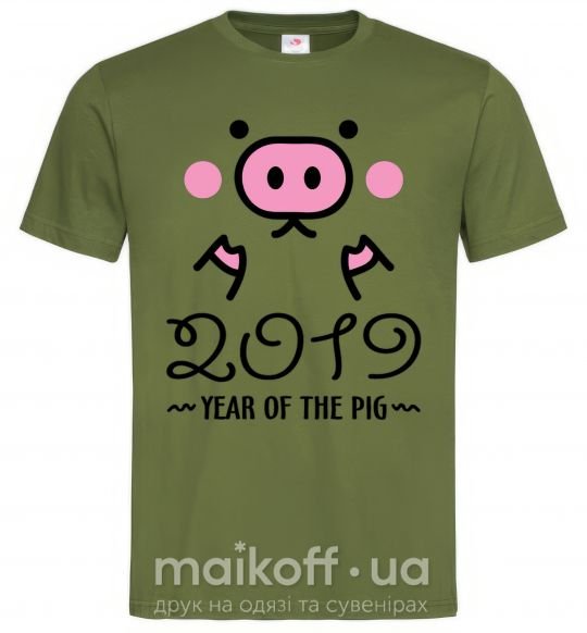 Мужская футболка 2019 Year of the pig Оливковый фото