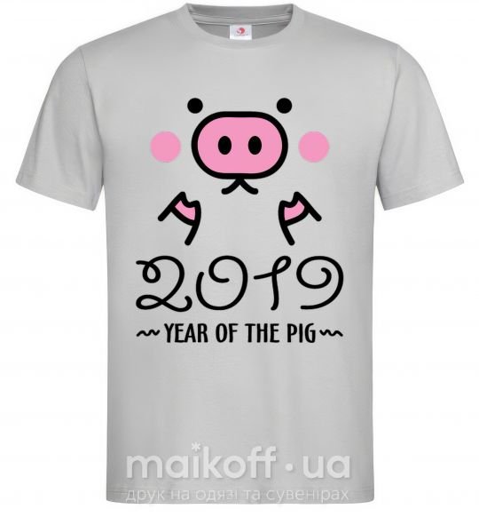 Мужская футболка 2019 Year of the pig Серый фото