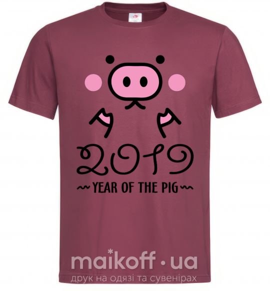 Мужская футболка 2019 Year of the pig Бордовый фото