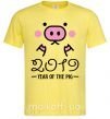Мужская футболка 2019 Year of the pig Лимонный фото