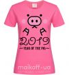 Женская футболка 2019 Year of the pig Ярко-розовый фото