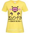 Жіноча футболка 2019 Year of the pig Лимонний фото