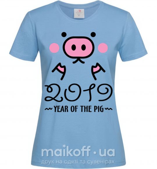 Жіноча футболка 2019 Year of the pig Блакитний фото