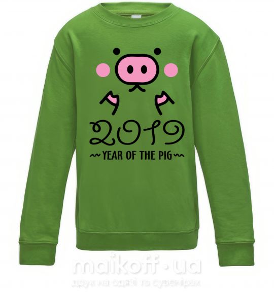 Дитячий світшот 2019 Year of the pig Лаймовий фото
