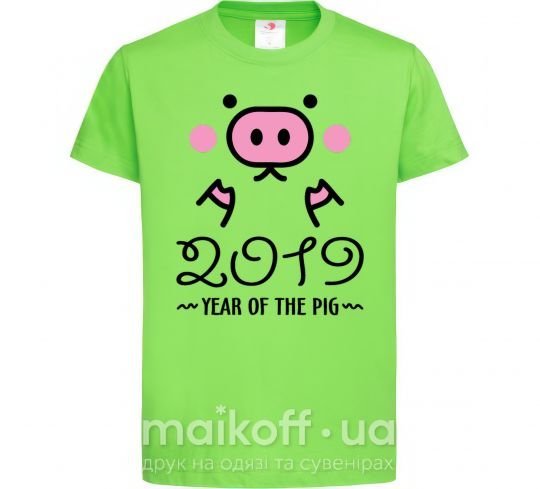 Детская футболка 2019 Year of the pig Лаймовый фото