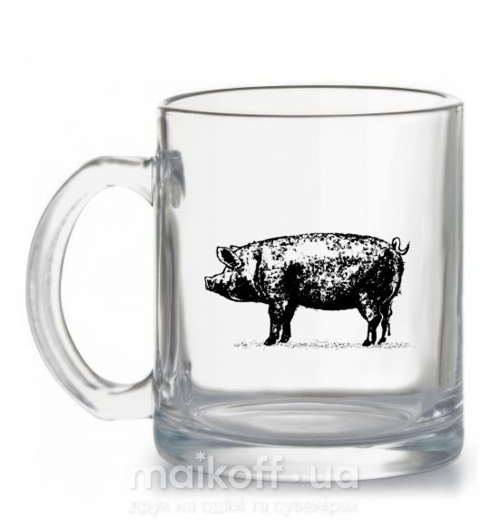 Чашка стеклянная Just pig Прозрачный фото