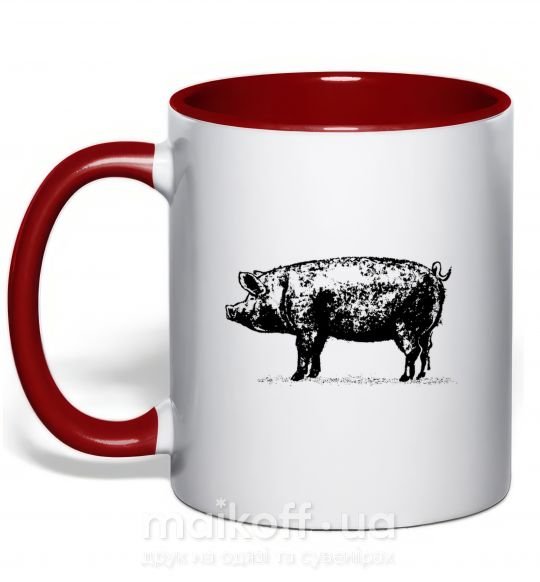 Чашка с цветной ручкой Just pig Красный фото