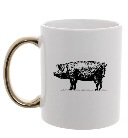 Чашка с цветной ручкой Just pig Золото фото