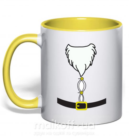 Чашка з кольоровою ручкою Fat Santa Suit Сонячно жовтий фото