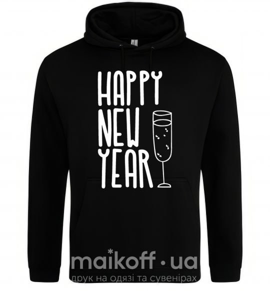 Женская толстовка (худи) Happy new year champange Черный фото