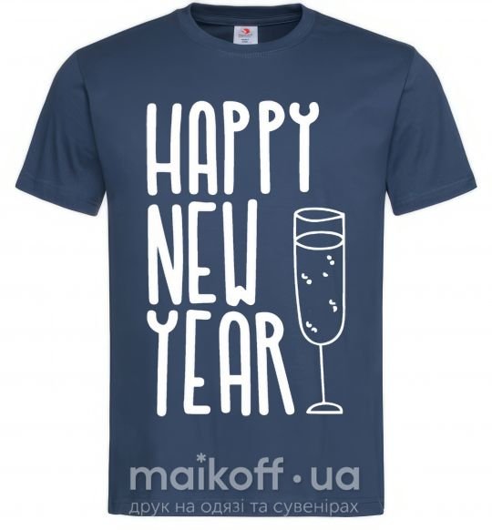 Мужская футболка Happy new year champange Темно-синий фото