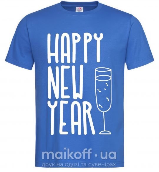 Мужская футболка Happy new year champange Ярко-синий фото