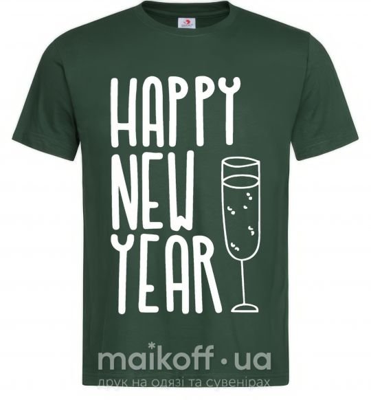 Мужская футболка Happy new year champange Темно-зеленый фото