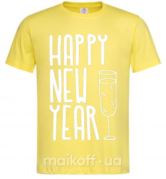 Чоловіча футболка Happy new year champange Лимонний фото