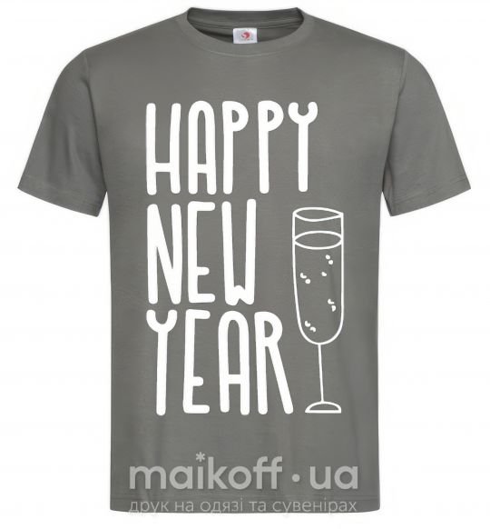 Чоловіча футболка Happy new year champange Графіт фото