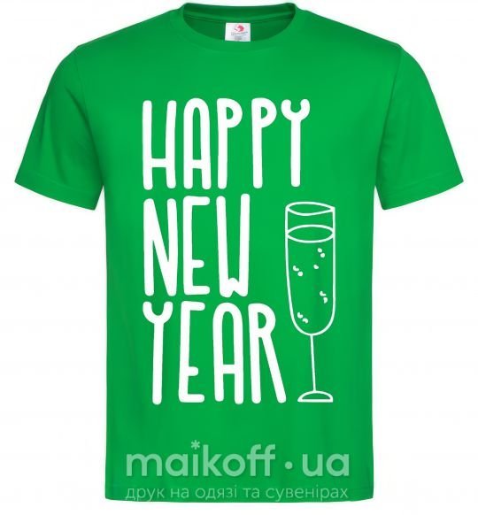 Мужская футболка Happy new year champange Зеленый фото
